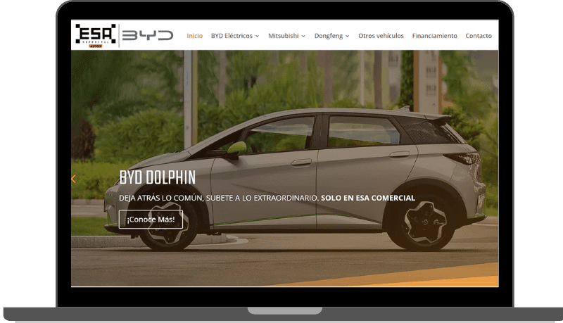 Web de BYD · ESA Comercial en una laptop